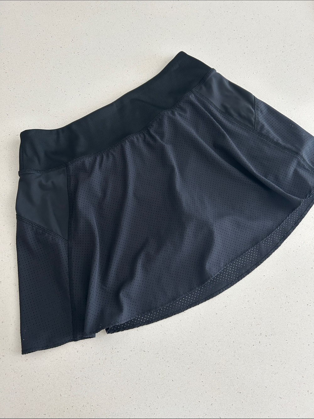 Cynthia Rowley Active Black Mesh Ribbed Athletic Skirt